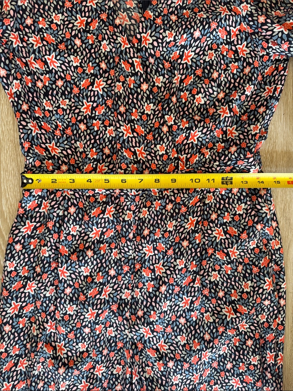 Floral V-Neck Long Sleeve Jumpsuit in Navy with Coral Accents - Picture 12 of 16